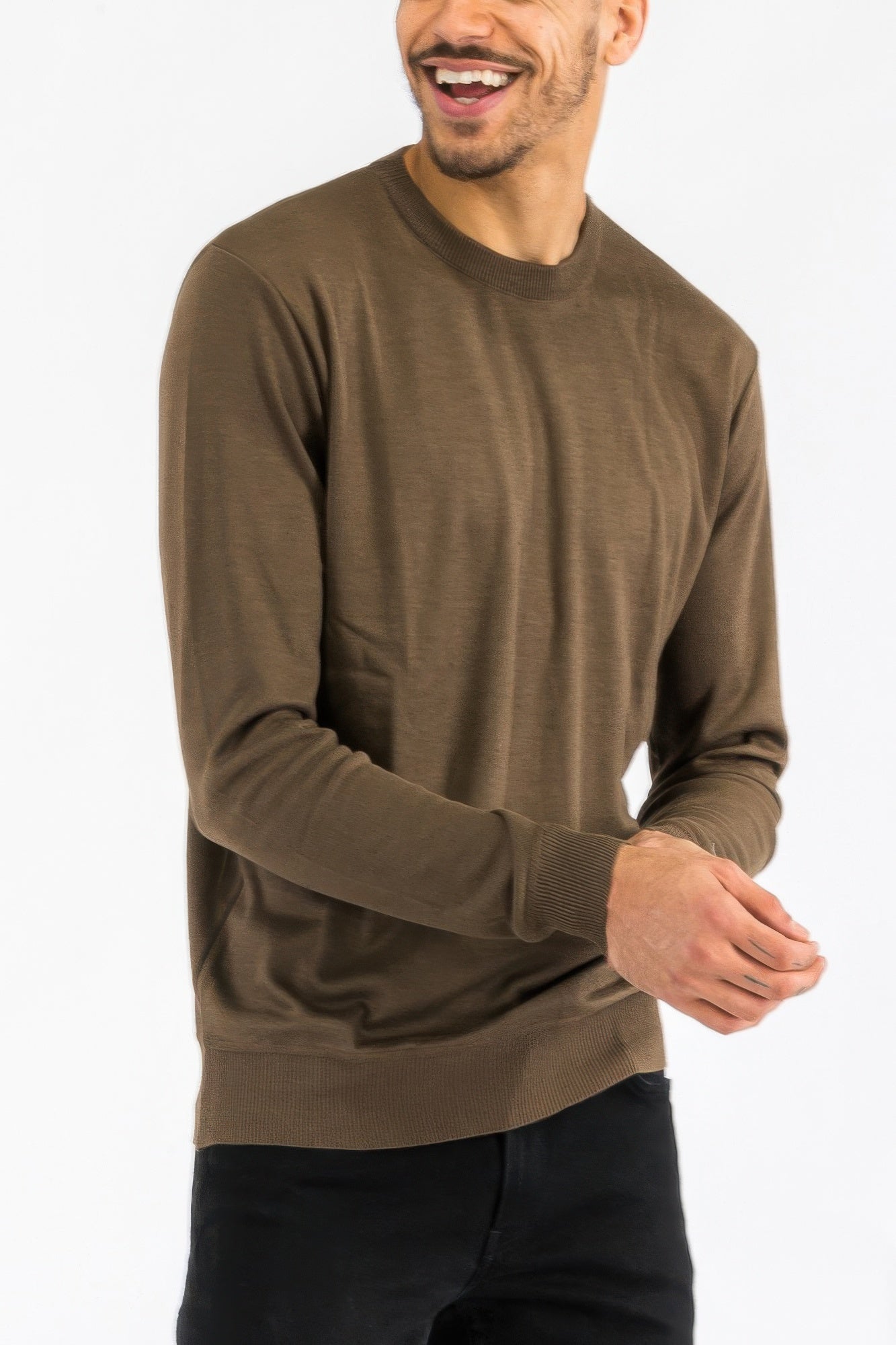 Solid Color Round Neck Sweater