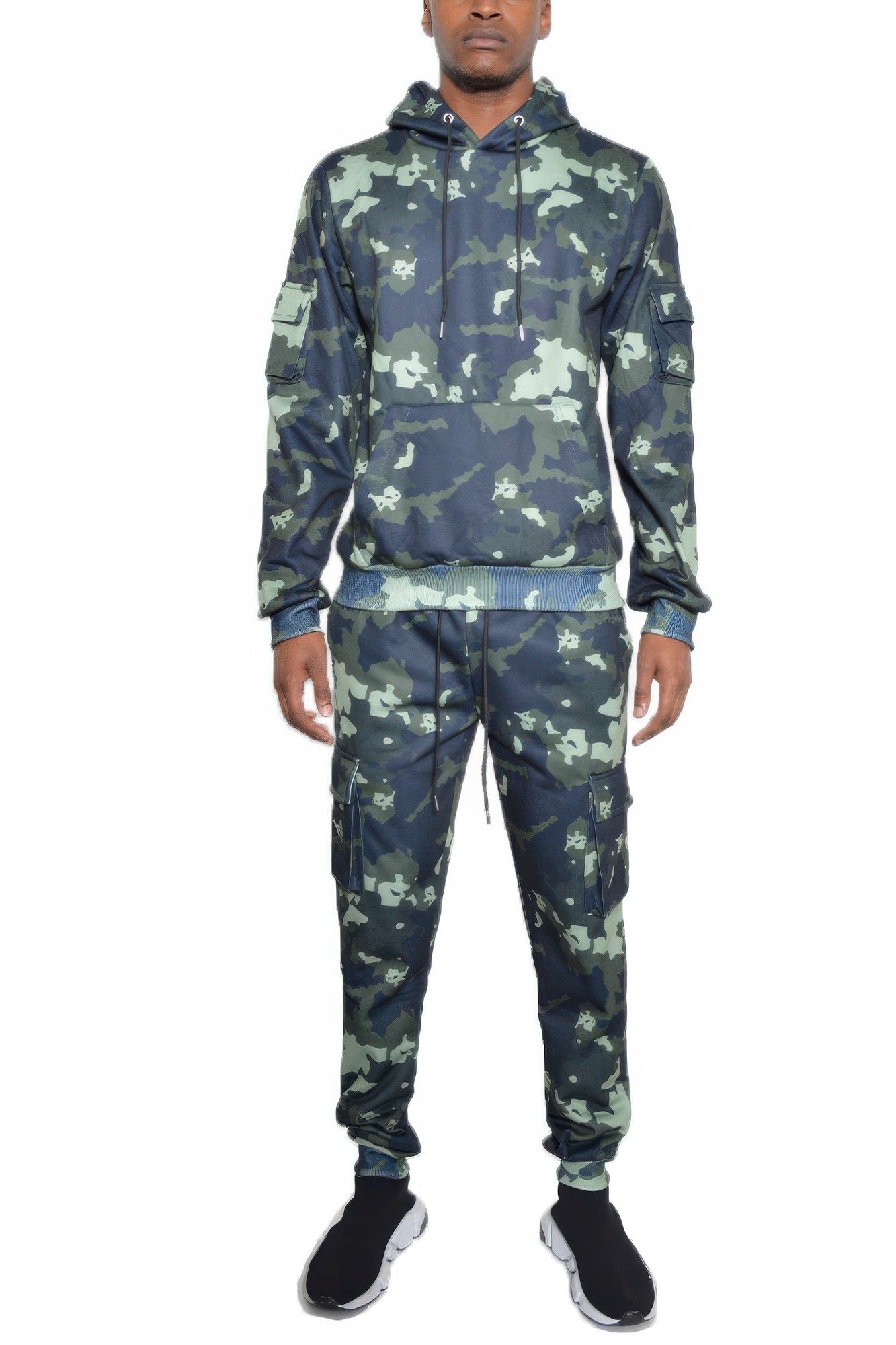 Men's Camouflage Cotton Hoodie and Sweatpants Set