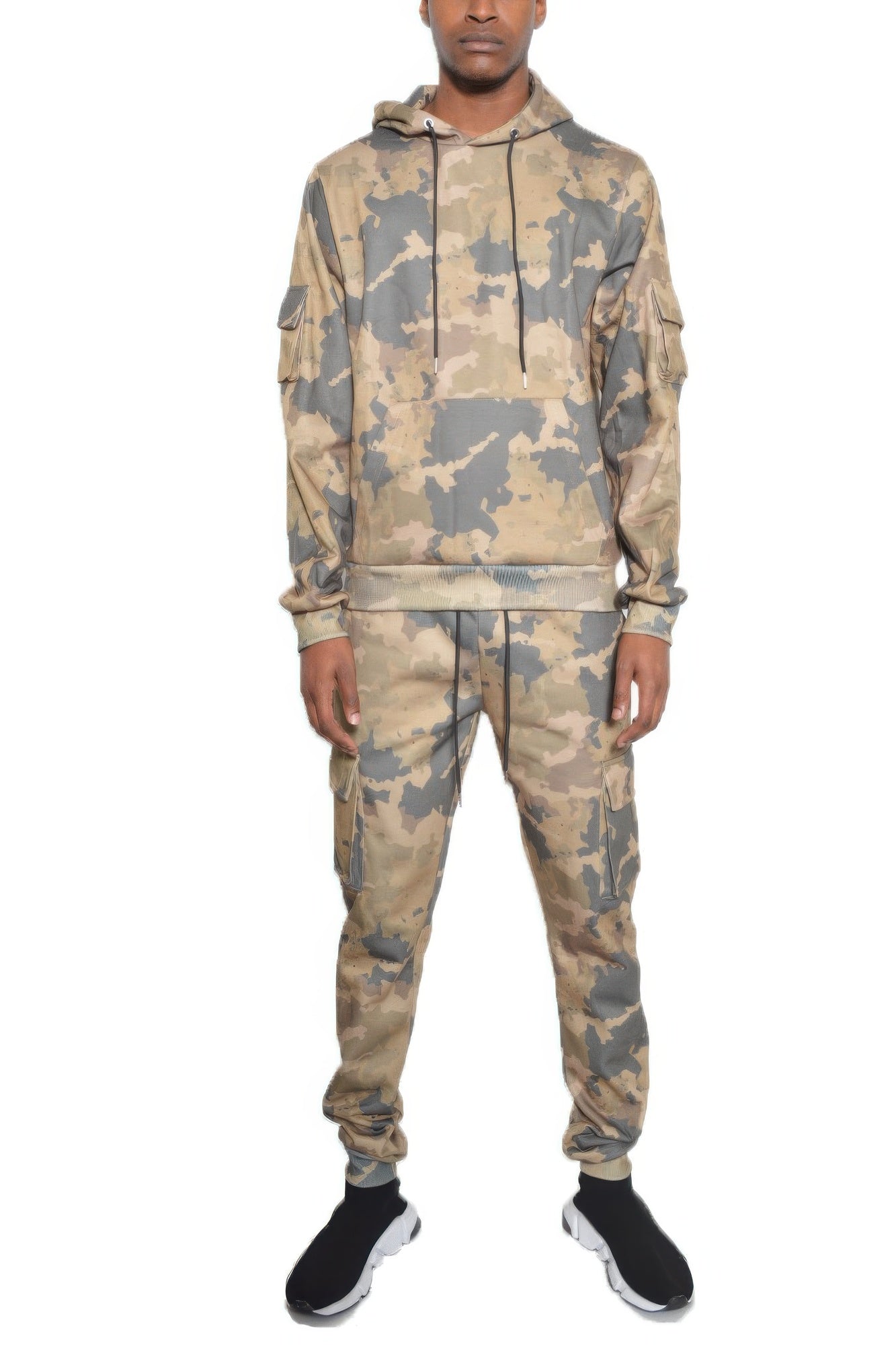 Men's Camouflage Cotton Hoodie and Sweatpants Set