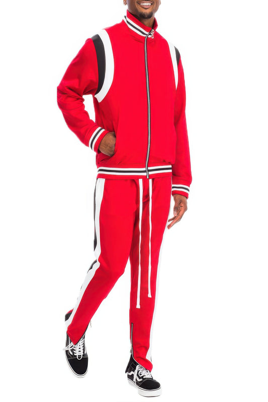 Men's Athletic Two Stripe Tracksuit Set