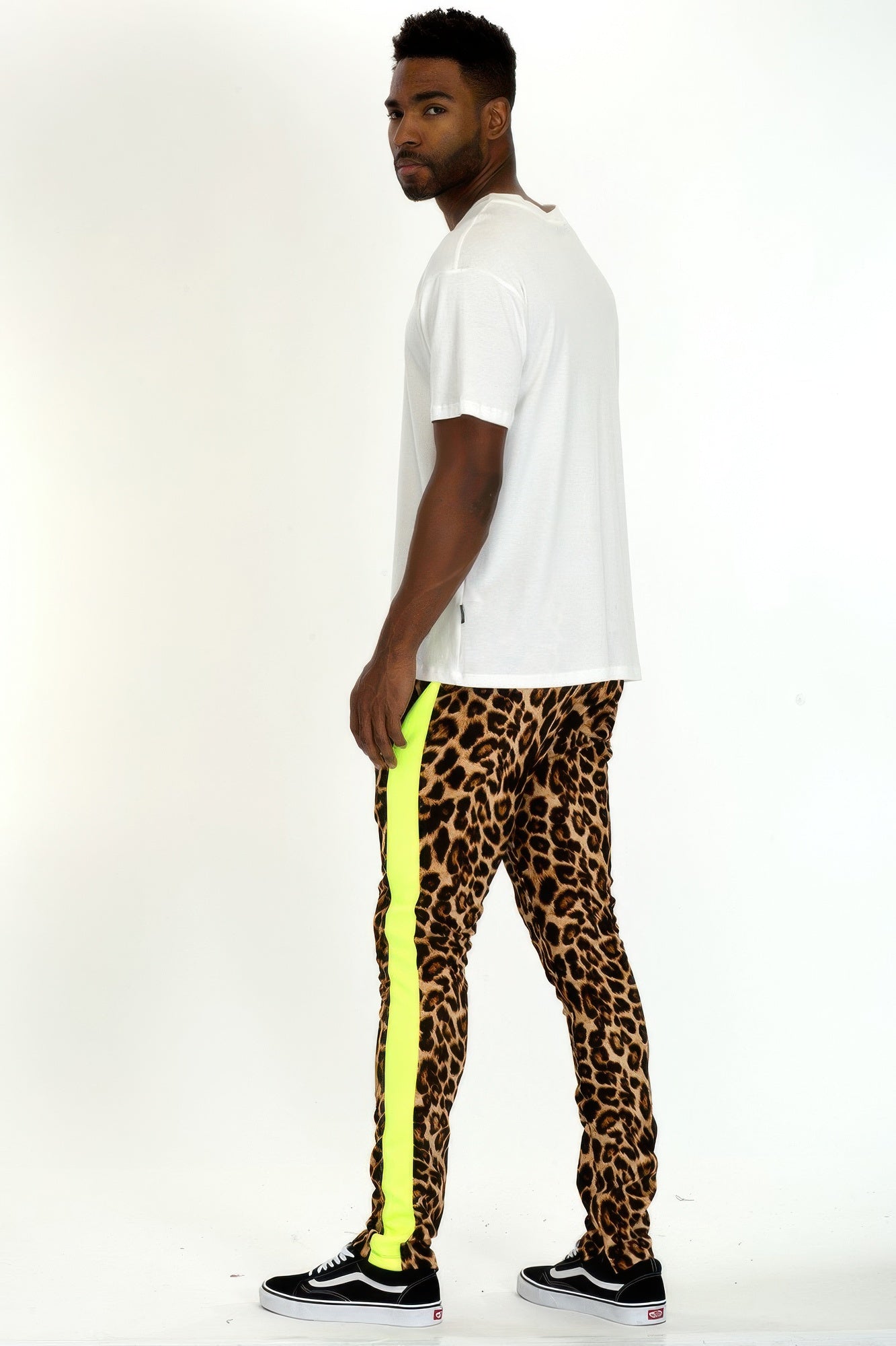 Lime Cheetah Slim Fit Track Pants