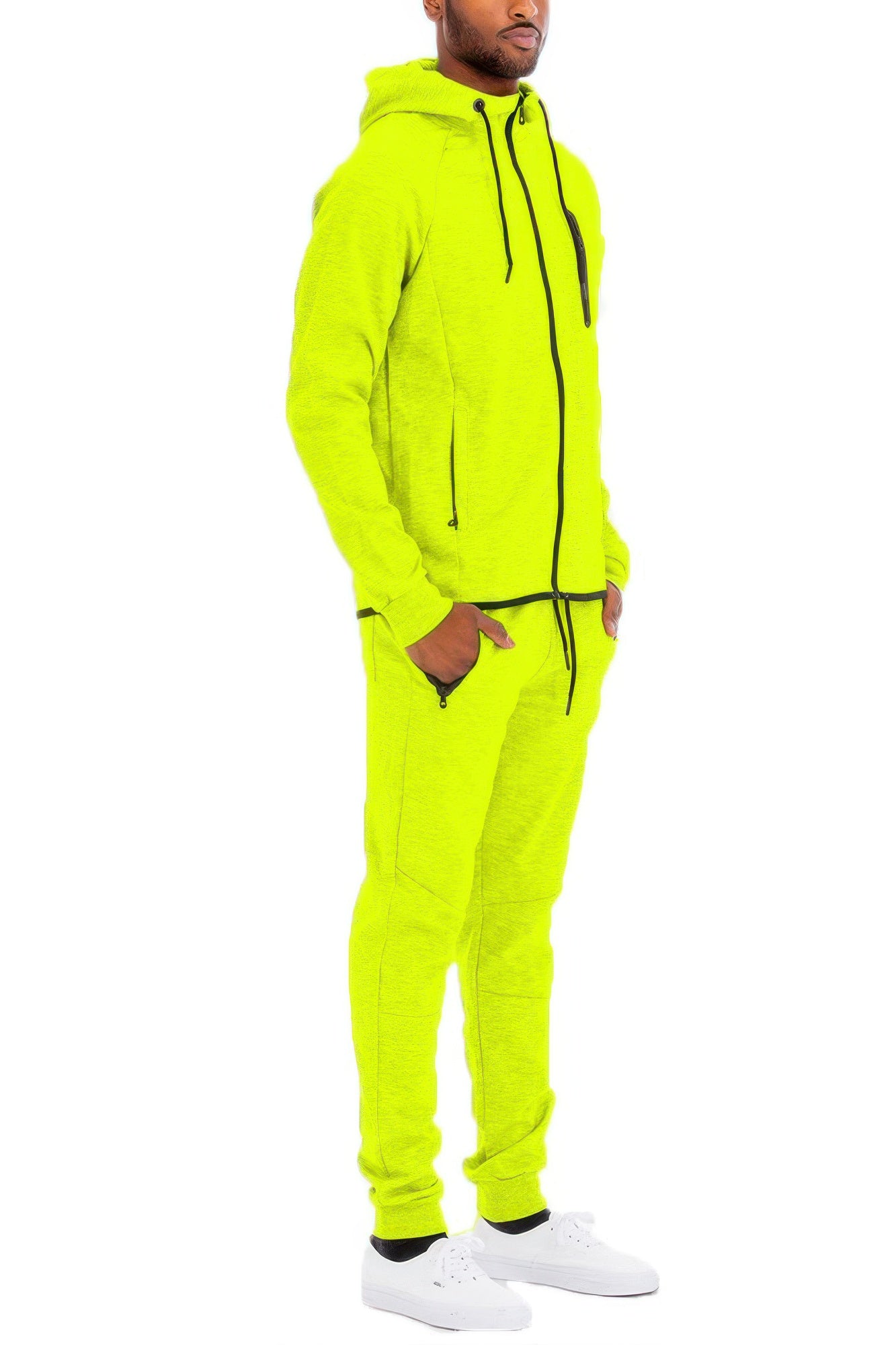 Men's Zip-Up Sweat Set with Adjustable Sweat Pants