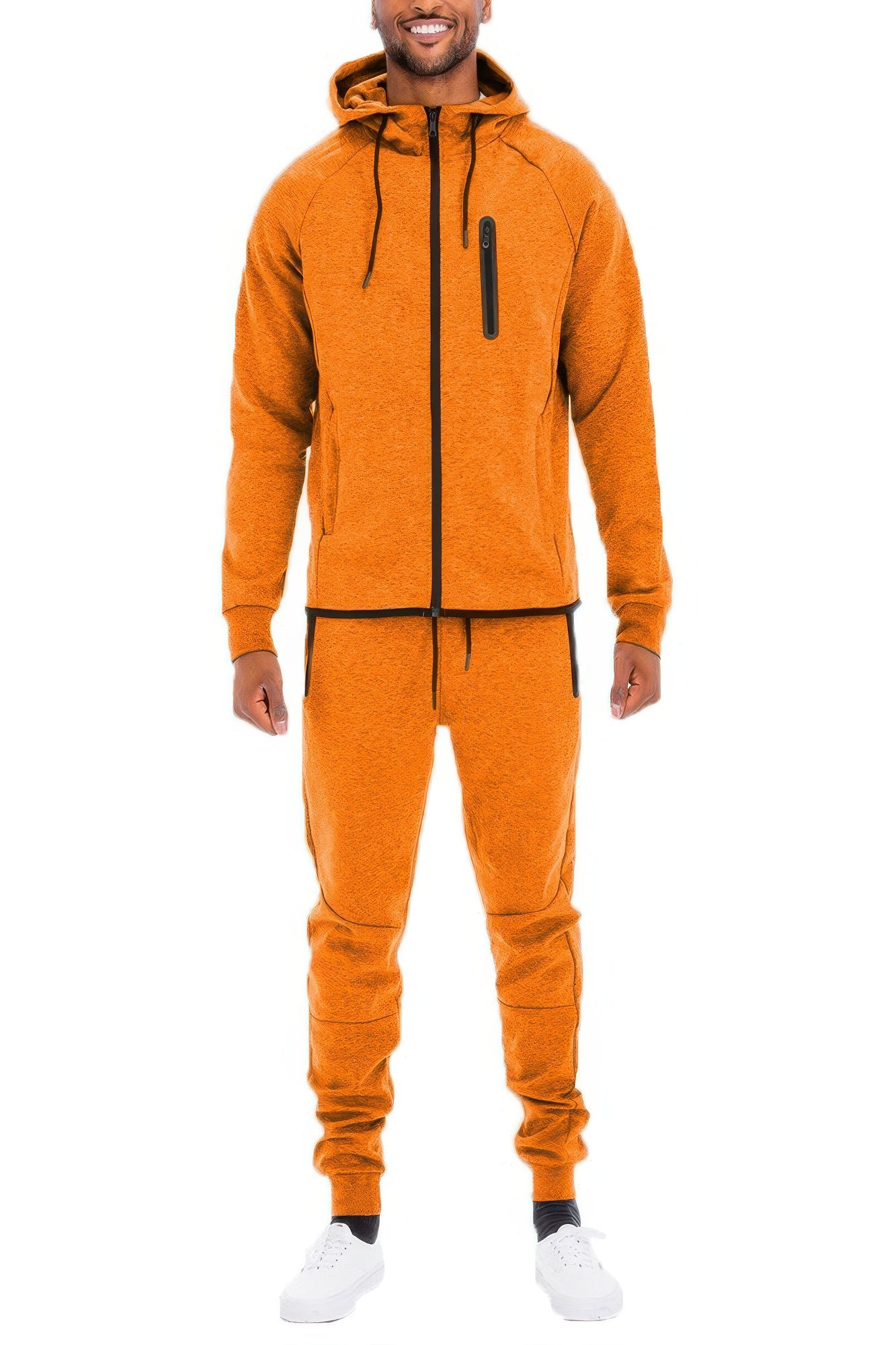 Men's Zip-Up Sweat Set with Adjustable Sweat Pants