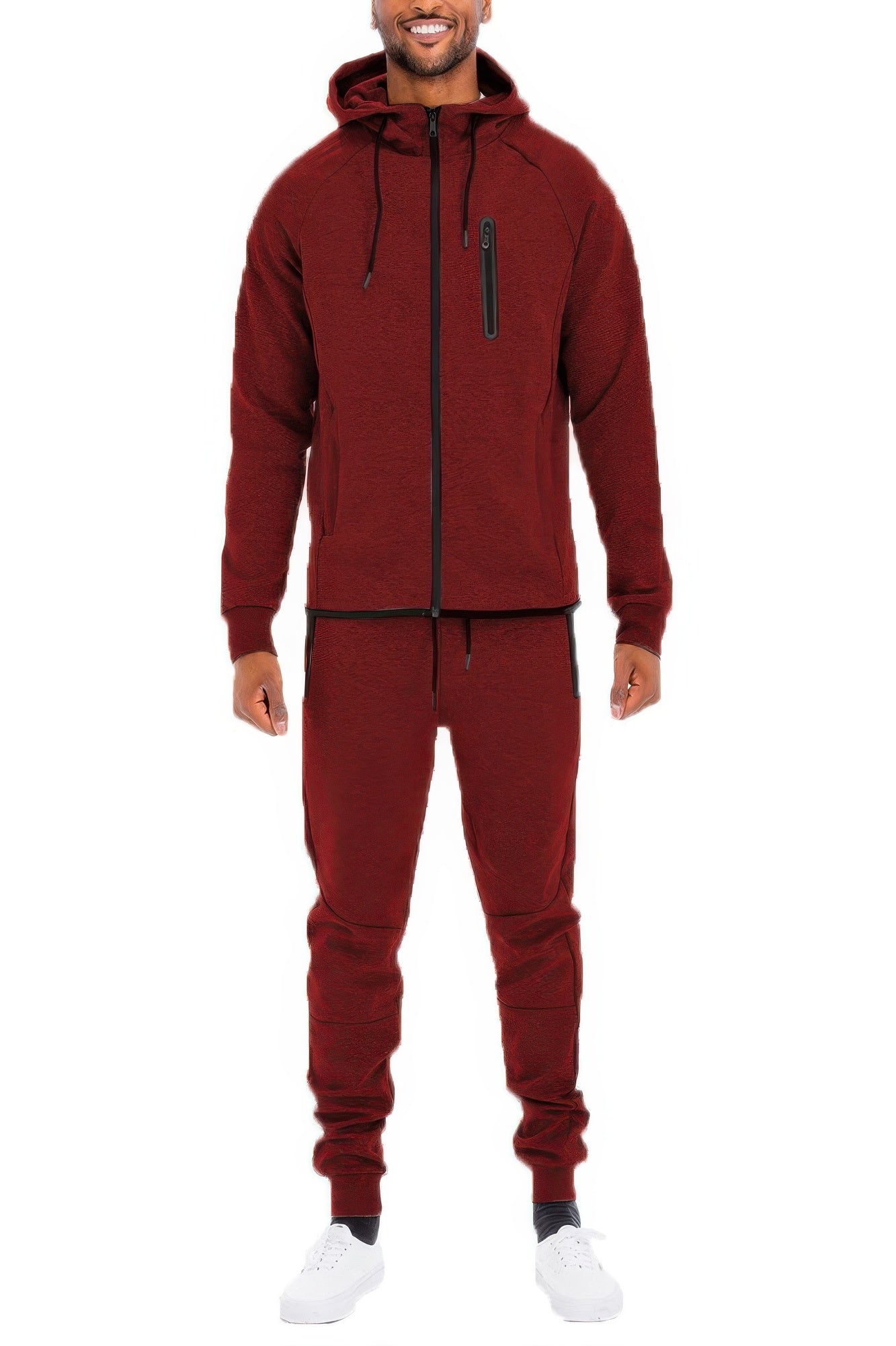 Men's Zip-Up Sweat Set with Adjustable Sweat Pants