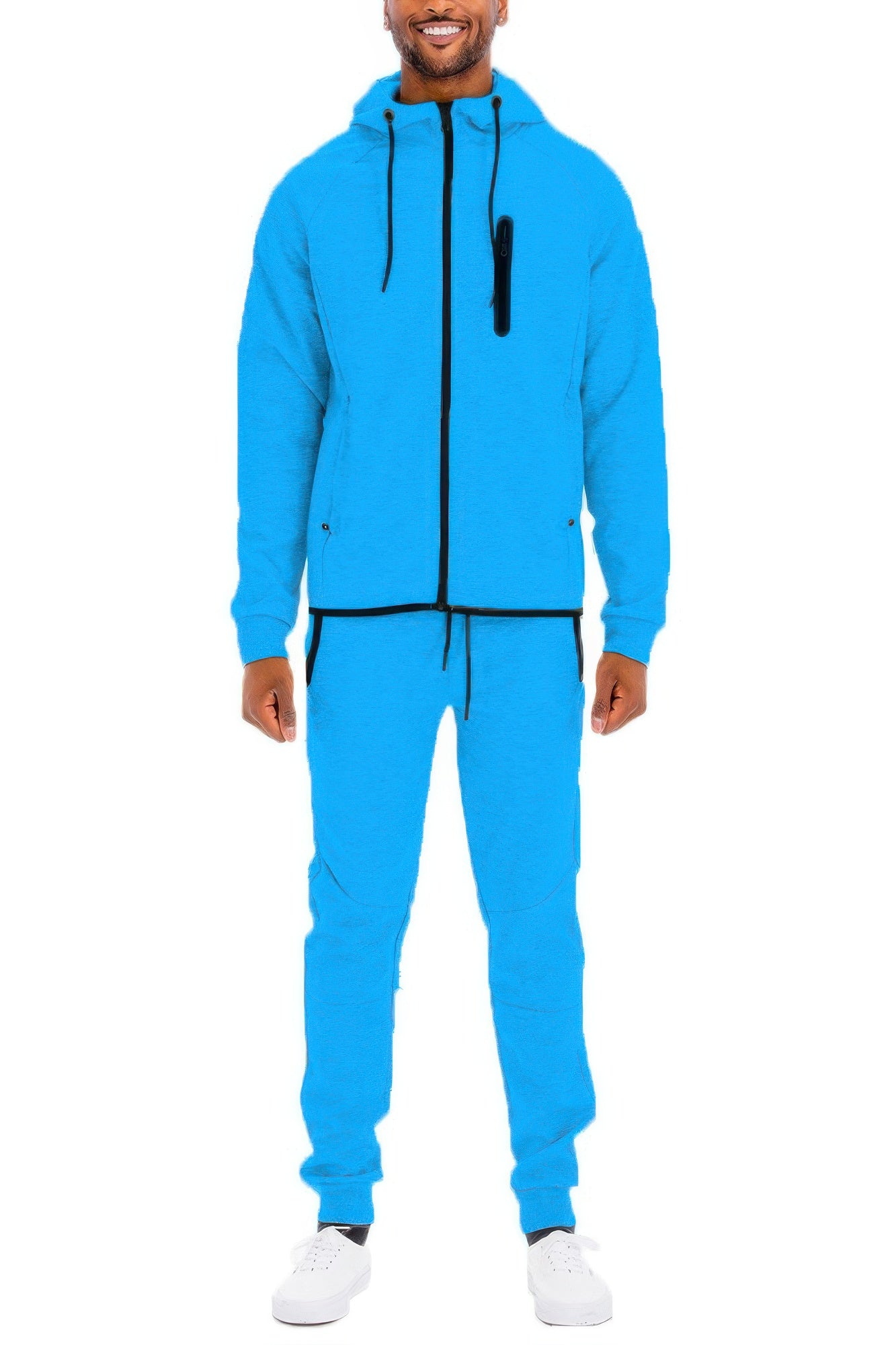 Men's Zip-Up Sweat Set with Adjustable Sweat Pants