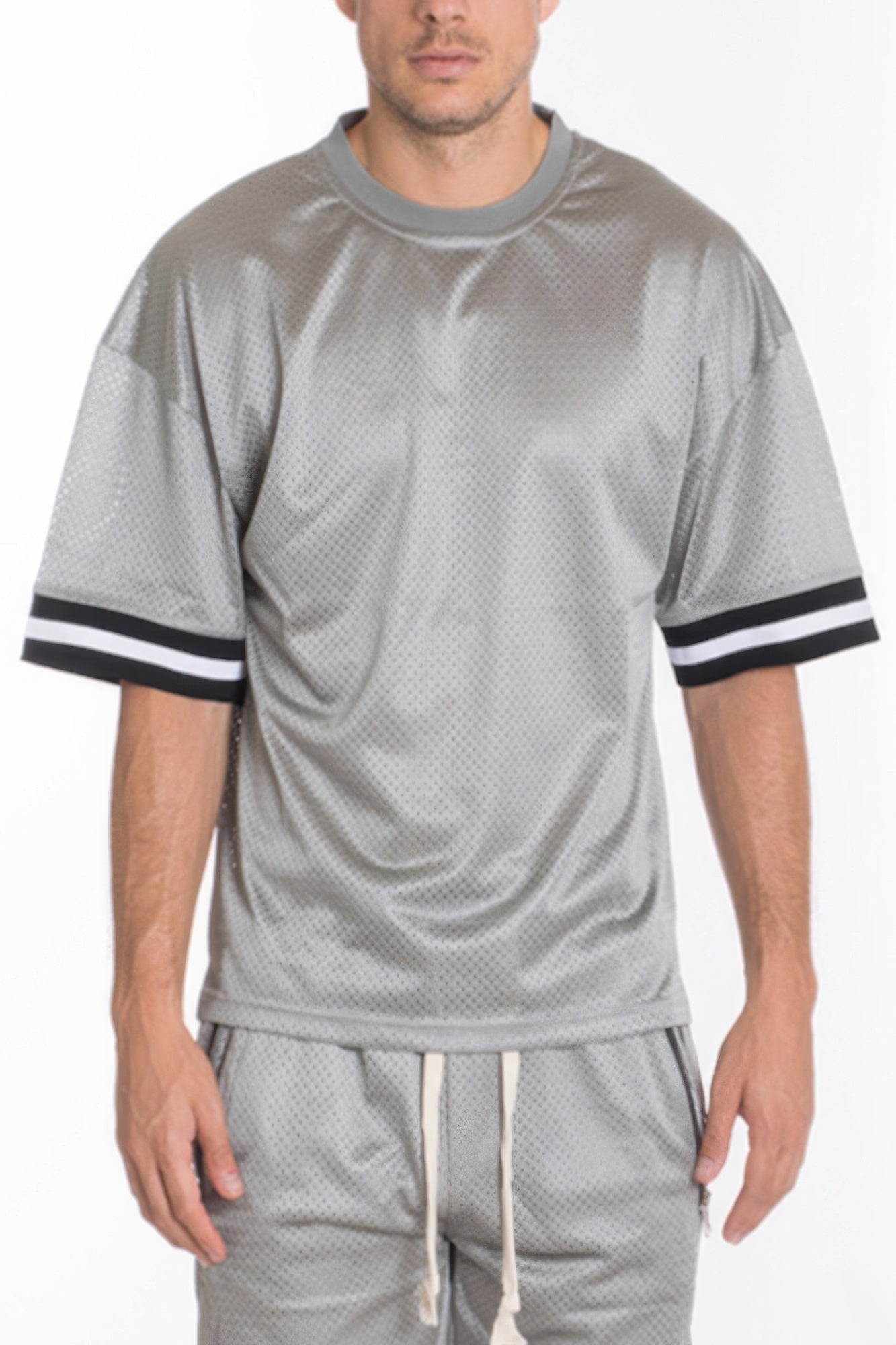 Mesh Sleeve Tape Athletic Tshirt