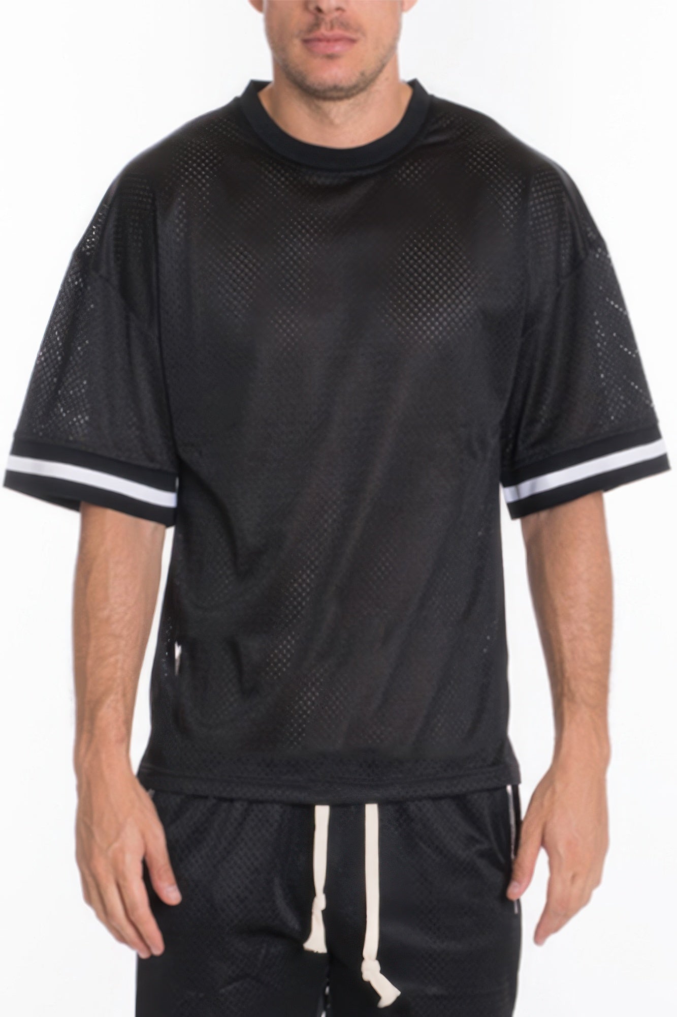 Mesh Sleeve Tape Athletic Tshirt