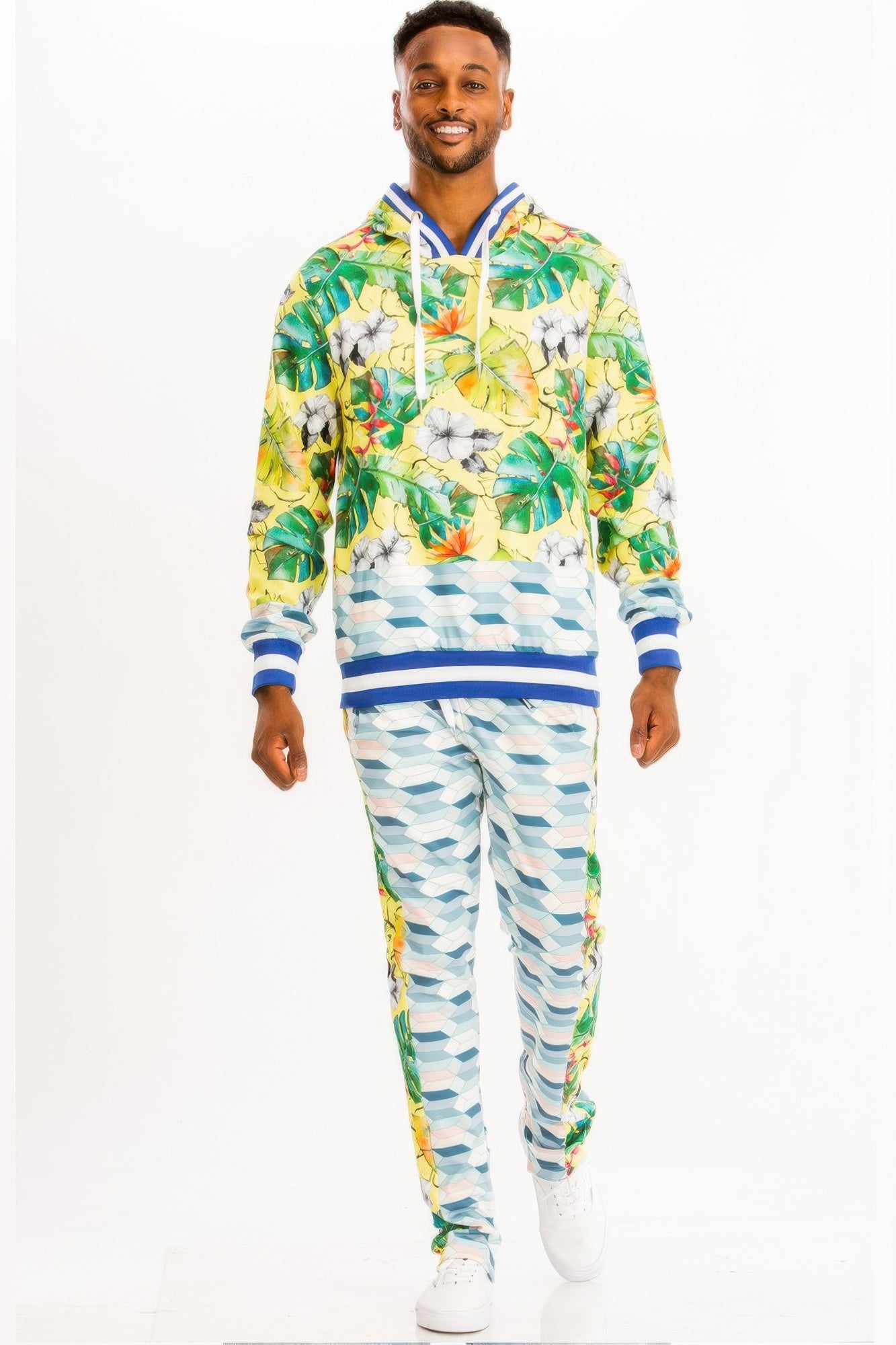 Vibrant Print Hoodie and Sweatpants Set