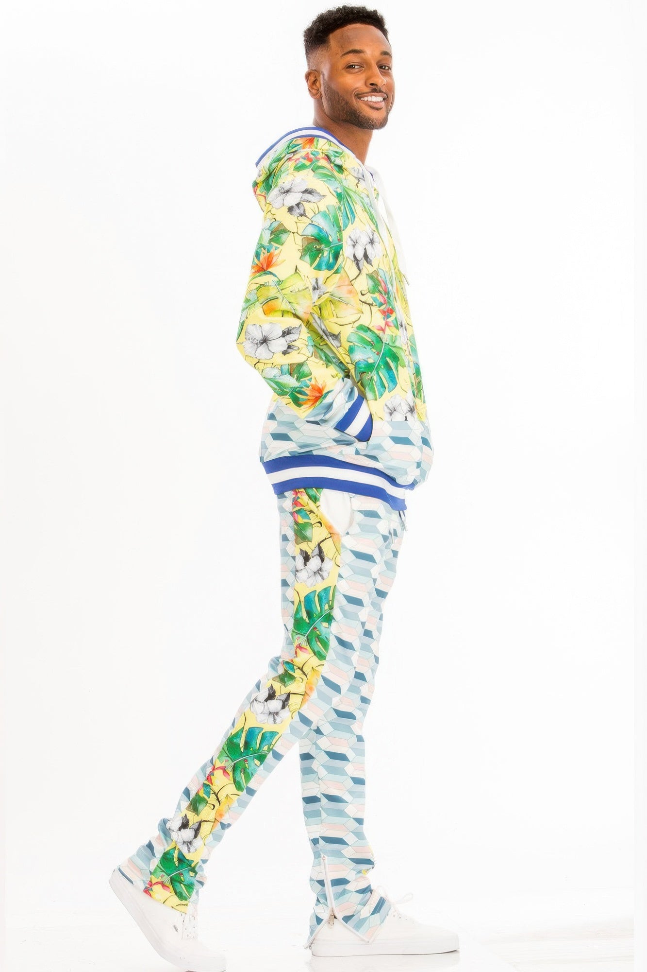 Vibrant Print Hoodie and Sweatpants Set