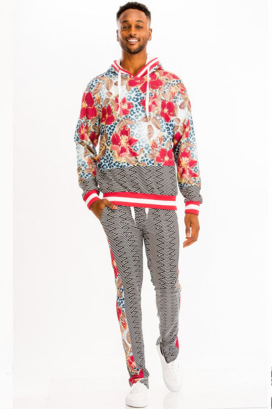 Trendy Printed Hoodie and Sweatpants Ensemble