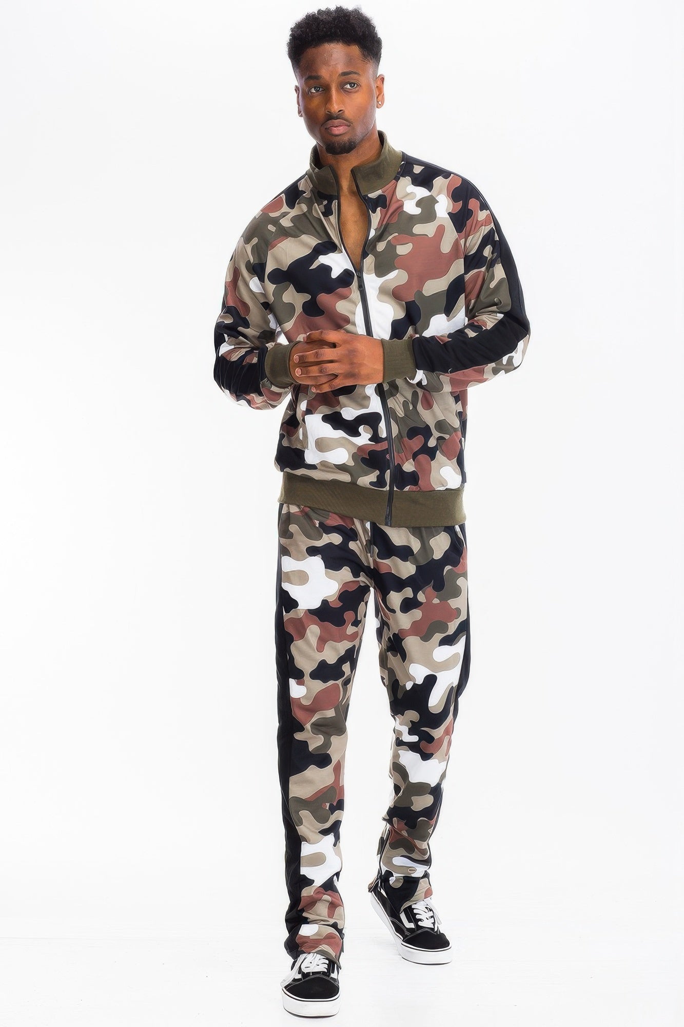 Camo Striped Athletic Track Set with Jacket and Pants