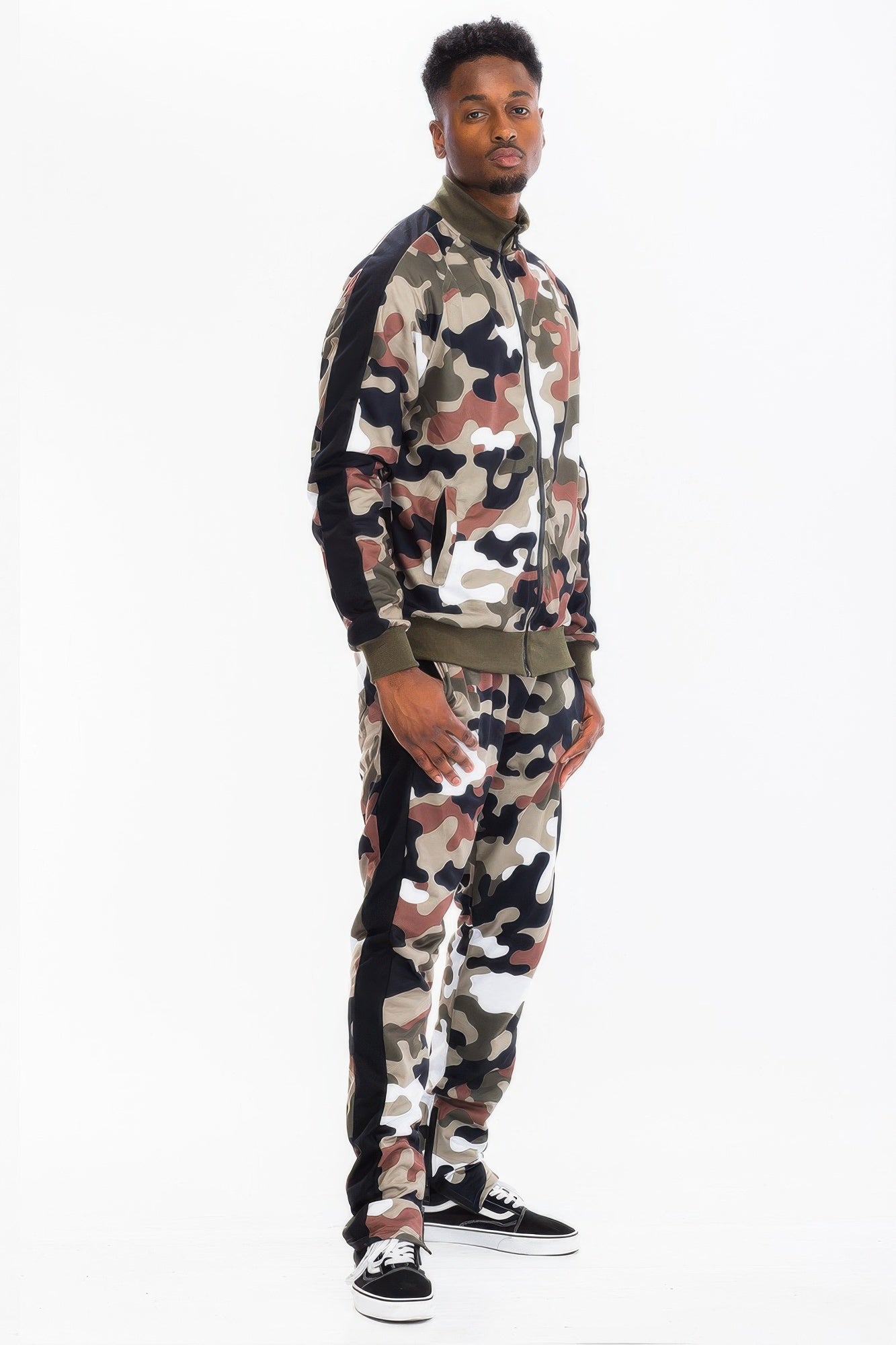 Camo Striped Athletic Track Set with Jacket and Pants