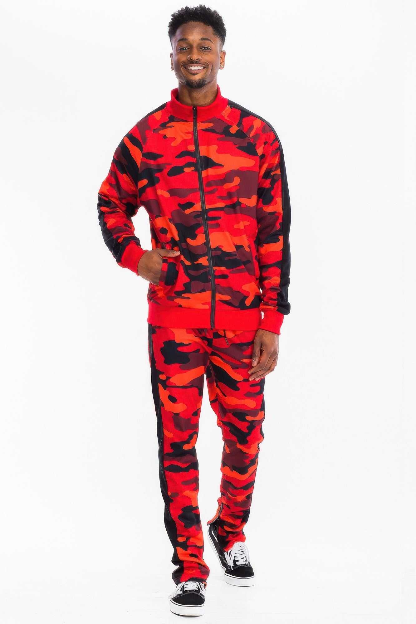 Camo Striped Athletic Track Set with Jacket and Pants