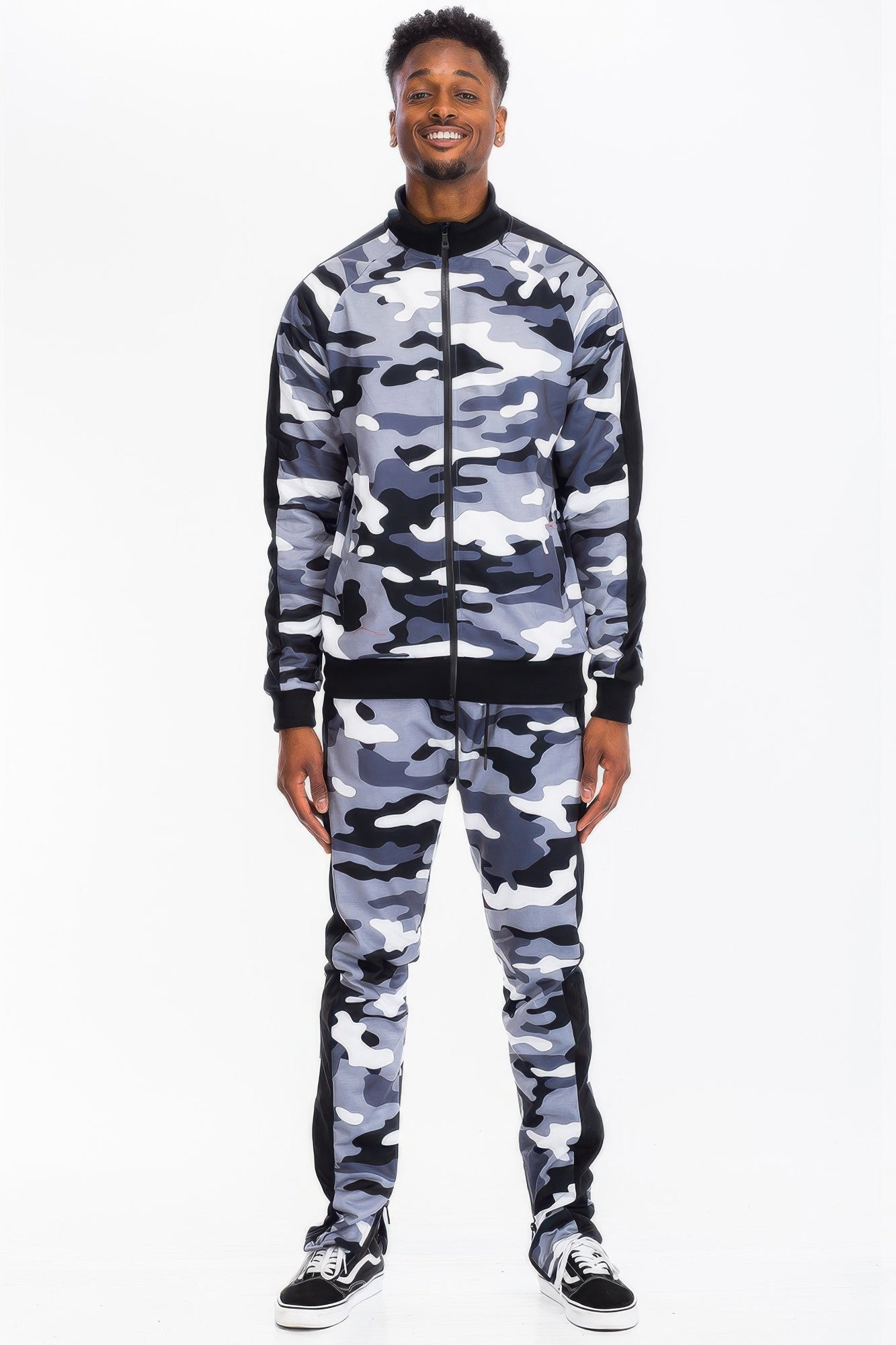 Camo Striped Athletic Track Set with Jacket and Pants