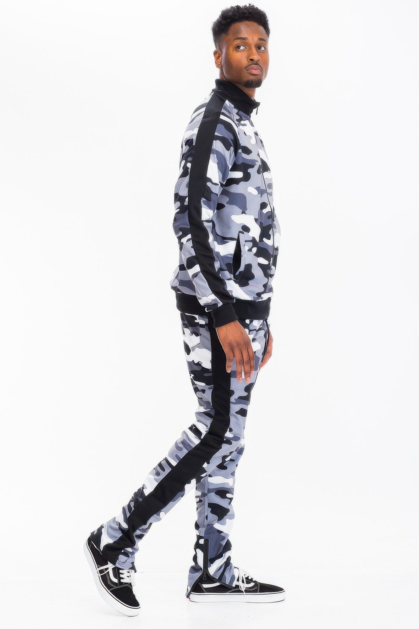 Camo Striped Athletic Track Set with Jacket and Pants