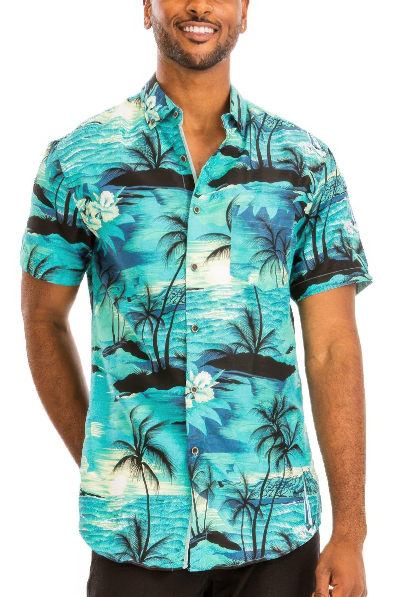 Hawaiian Print Button Down Shirt