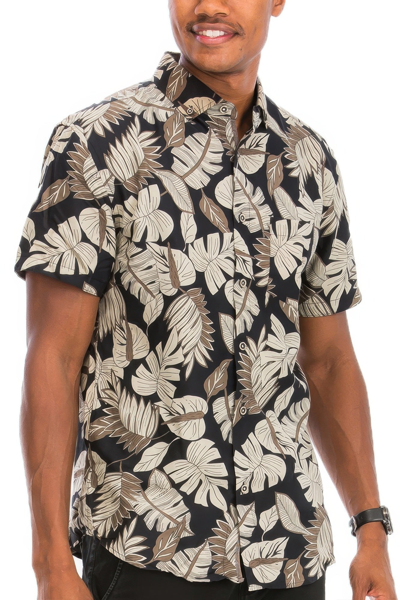 Hawaiian Print Button Down Shirt