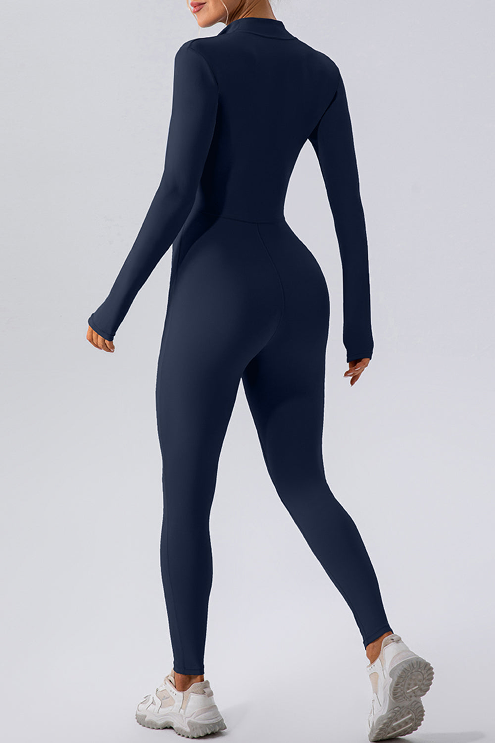 Half Zip Mock Neck Active Jumpsuit - ShopEasier