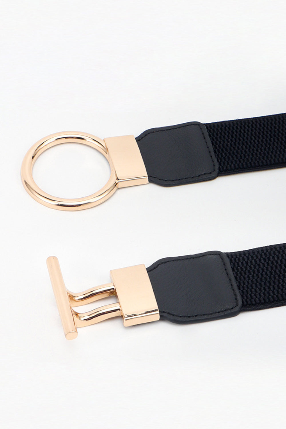 Round Zinc Alloy Buckle PU Leather Belt