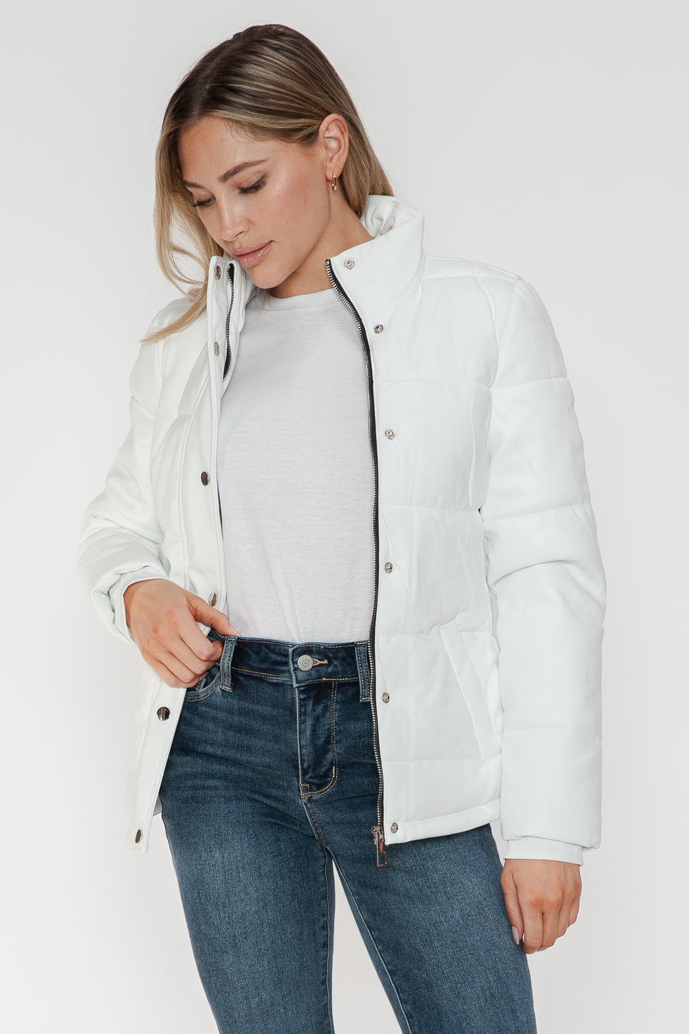 YMI Pocketed Zip Up Turtleneck Puffer Jacket - ShopEasier