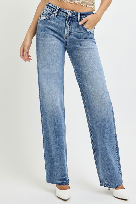 RISEN Full Size High Rise Straight Leg Jeans with Pockets - ShopEasier