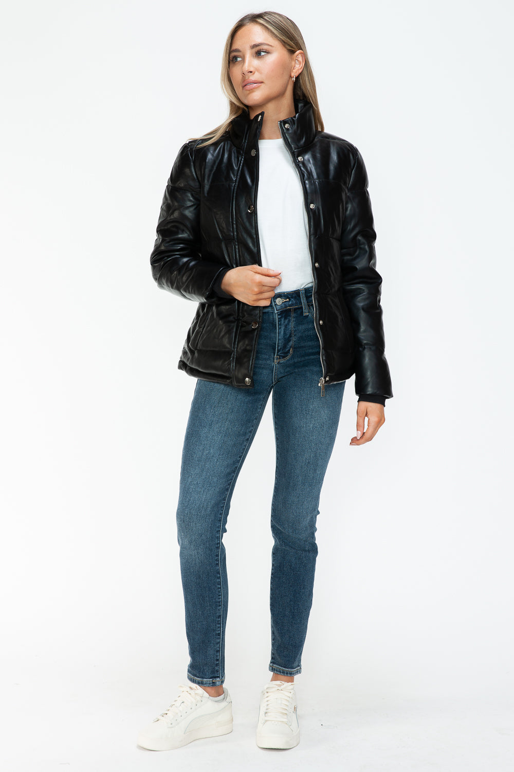 YMI Pocketed Zip Up Turtleneck Puffer Jacket - ShopEasier