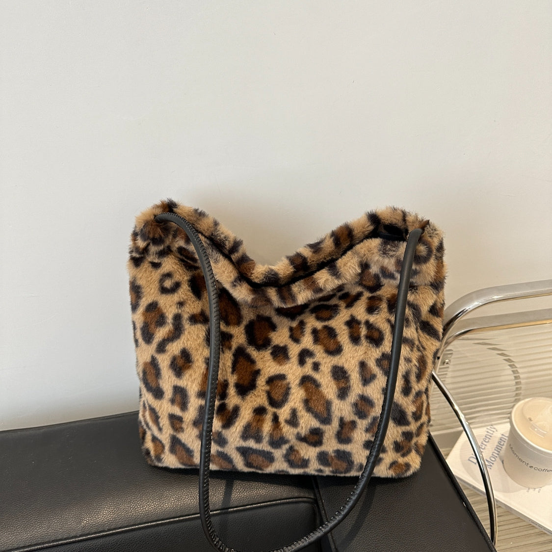 Wild Print Plush Shoulder Bag