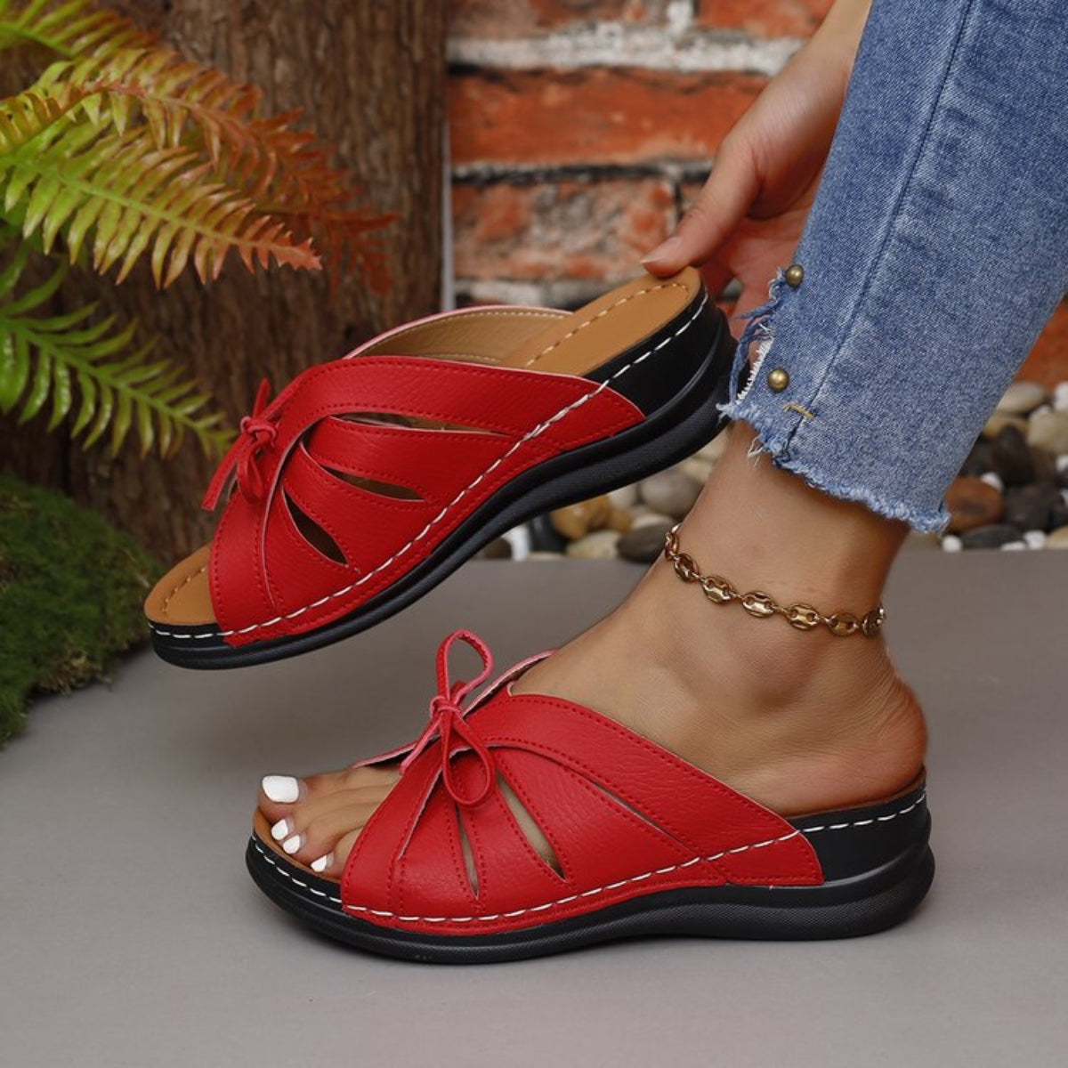 Chic Tied Open Toe Low Heel Sandals