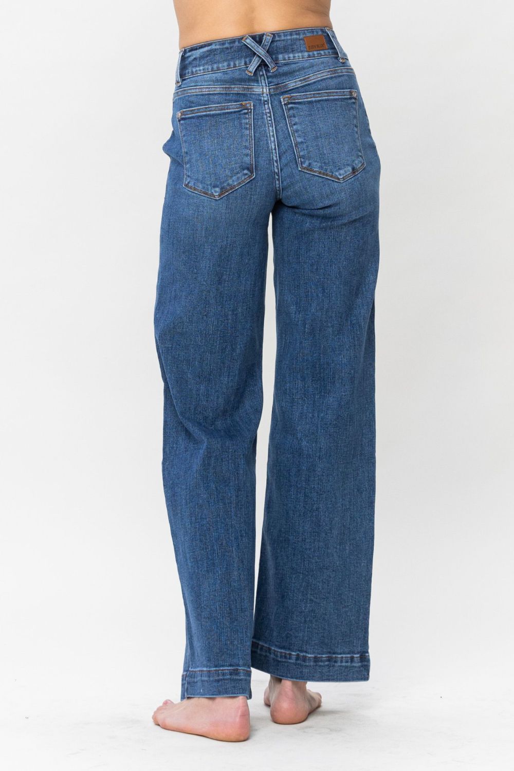 Judy Blue Full Size Double Button Wide Leg Jeans - ShopEasier