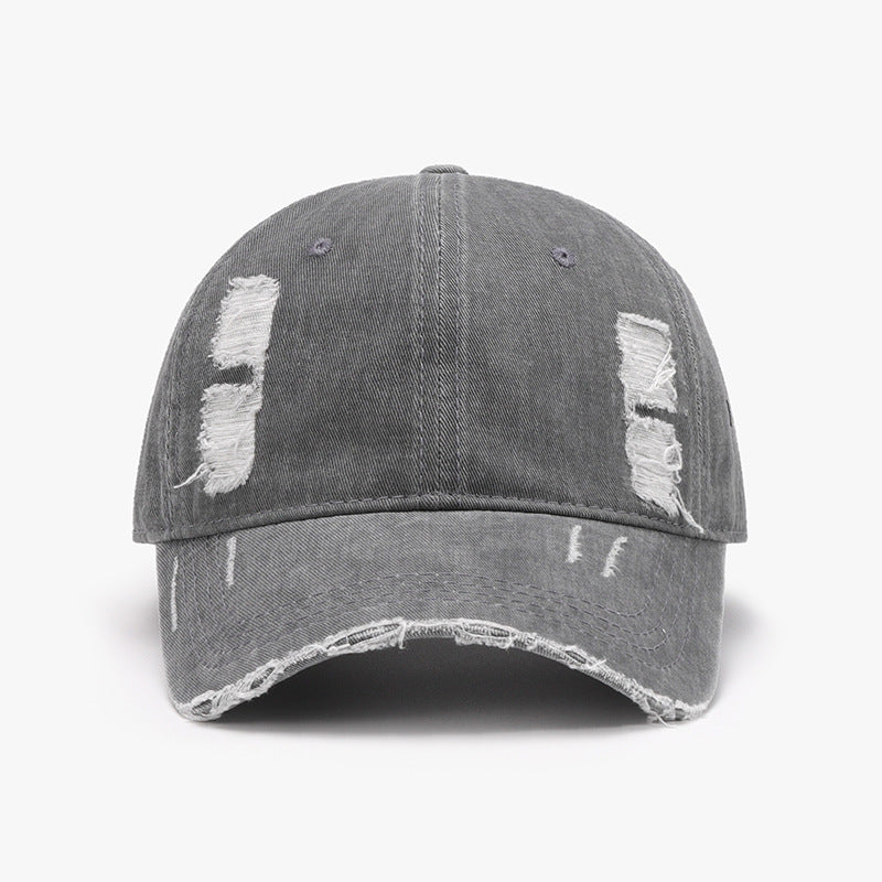 Distressed Adjustable Cotton Baseball Cap - ShopEasier