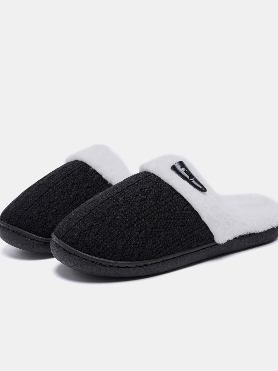 Cozy Horn Buckle Fuzzy Flat Slippers