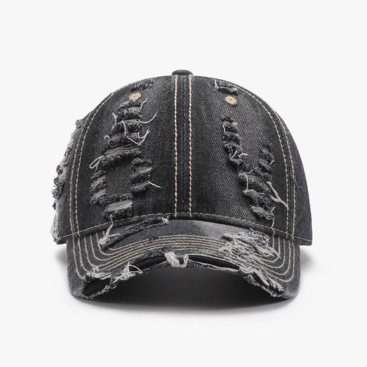 Distressed Adjustable Cotton Baseball Cap - ShopEasier