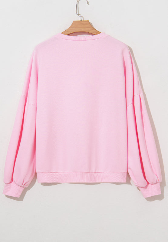 Bow Detail Opaque Long Sleeve Pullover Sweatshirt