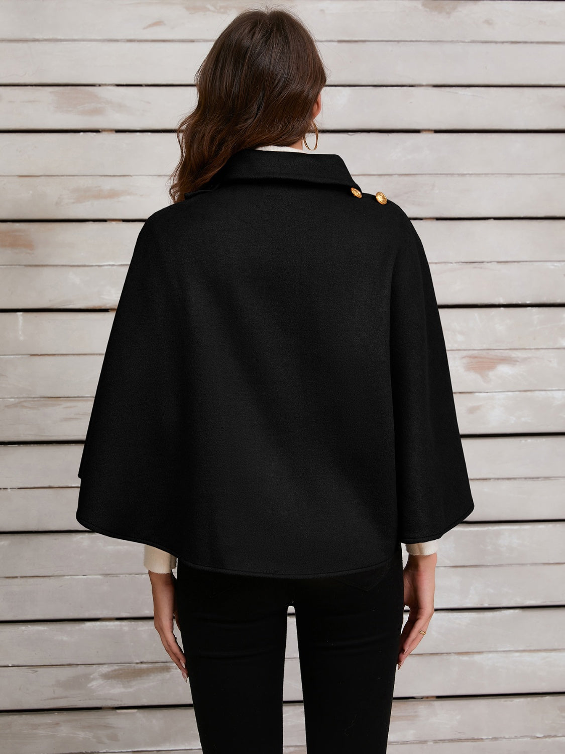 Collared Neck Cropped Cape - ShopEasier