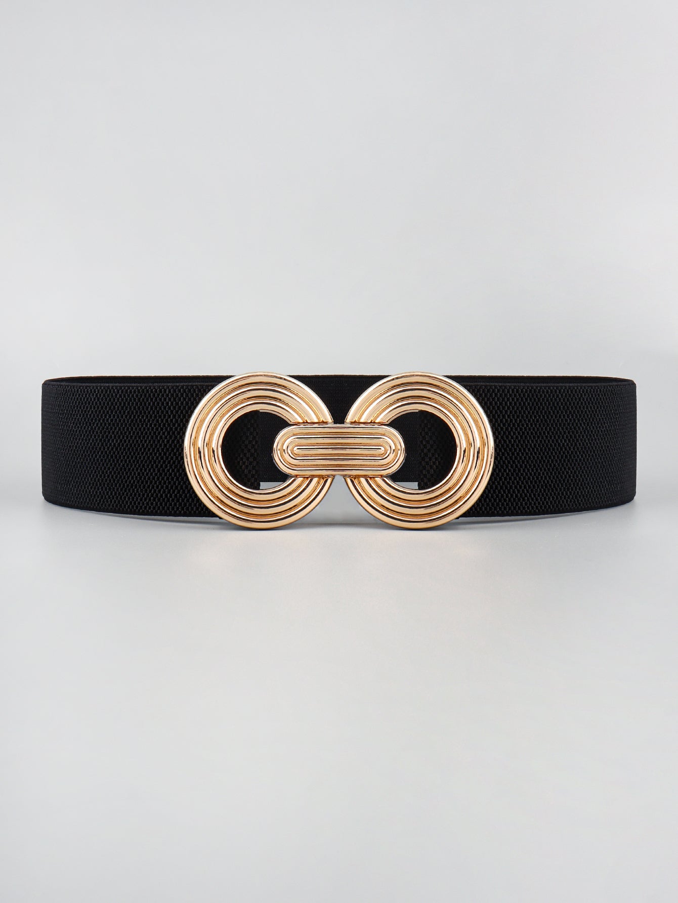 Geometric Alloy Buckle Stretch Belt