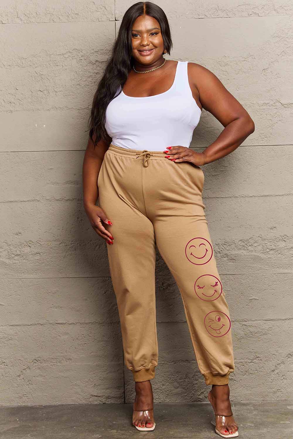 Casual Emoji Print Full-Length Sweatpants