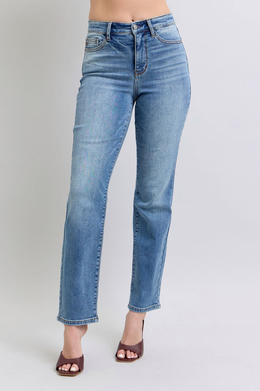 Judy Blue Full Size Wash Thermal Straight Jeans with Pockets - ShopEasier