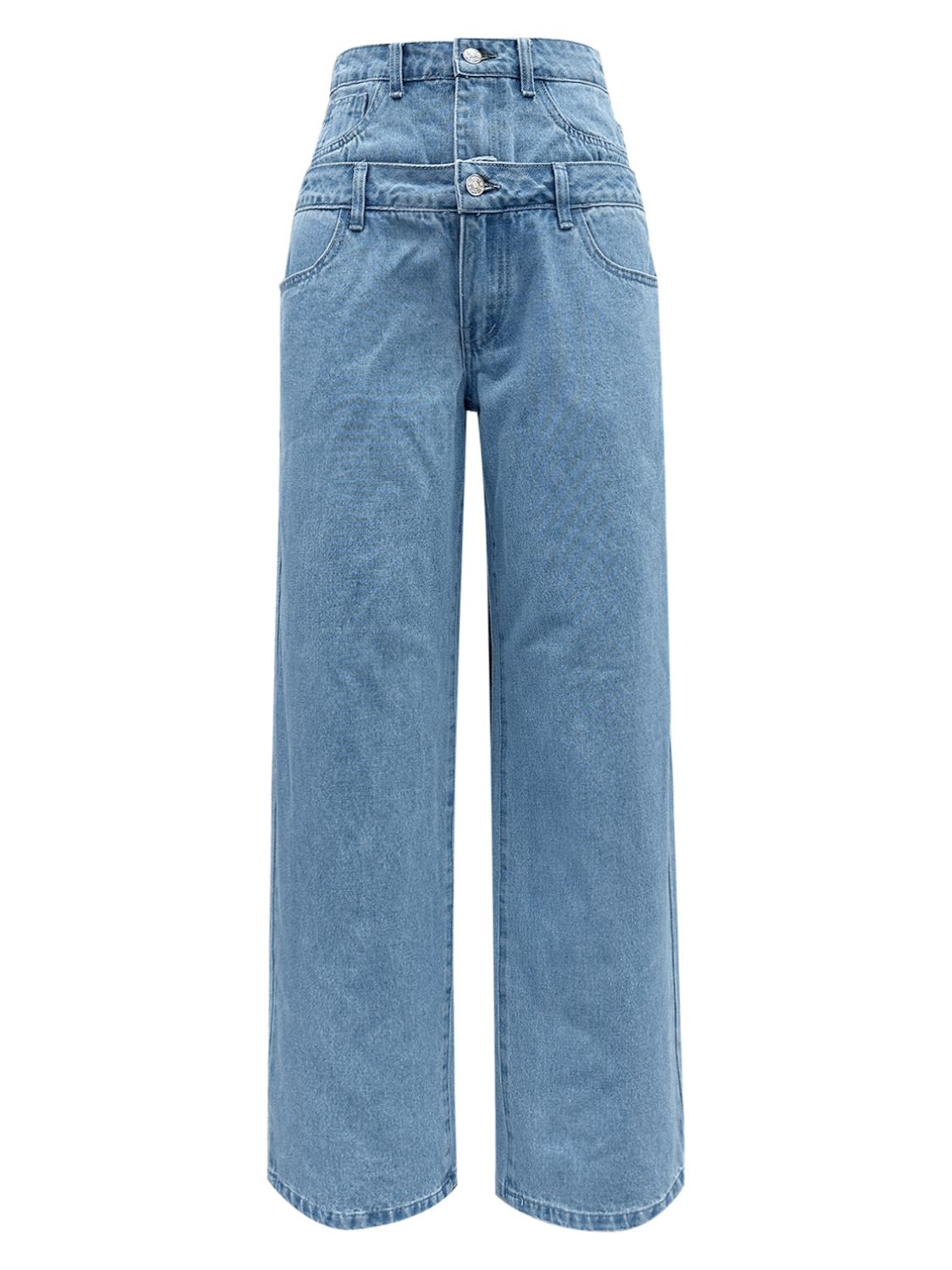 Faux Layered High Waist Jeans - ShopEasier