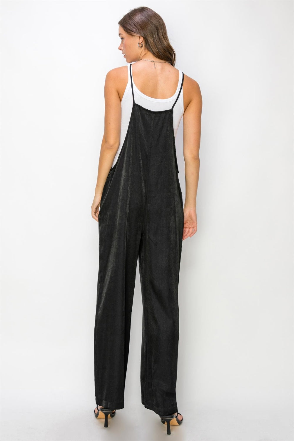 Chic Half Button Sleeveless Straight-Leg Jumpsuit