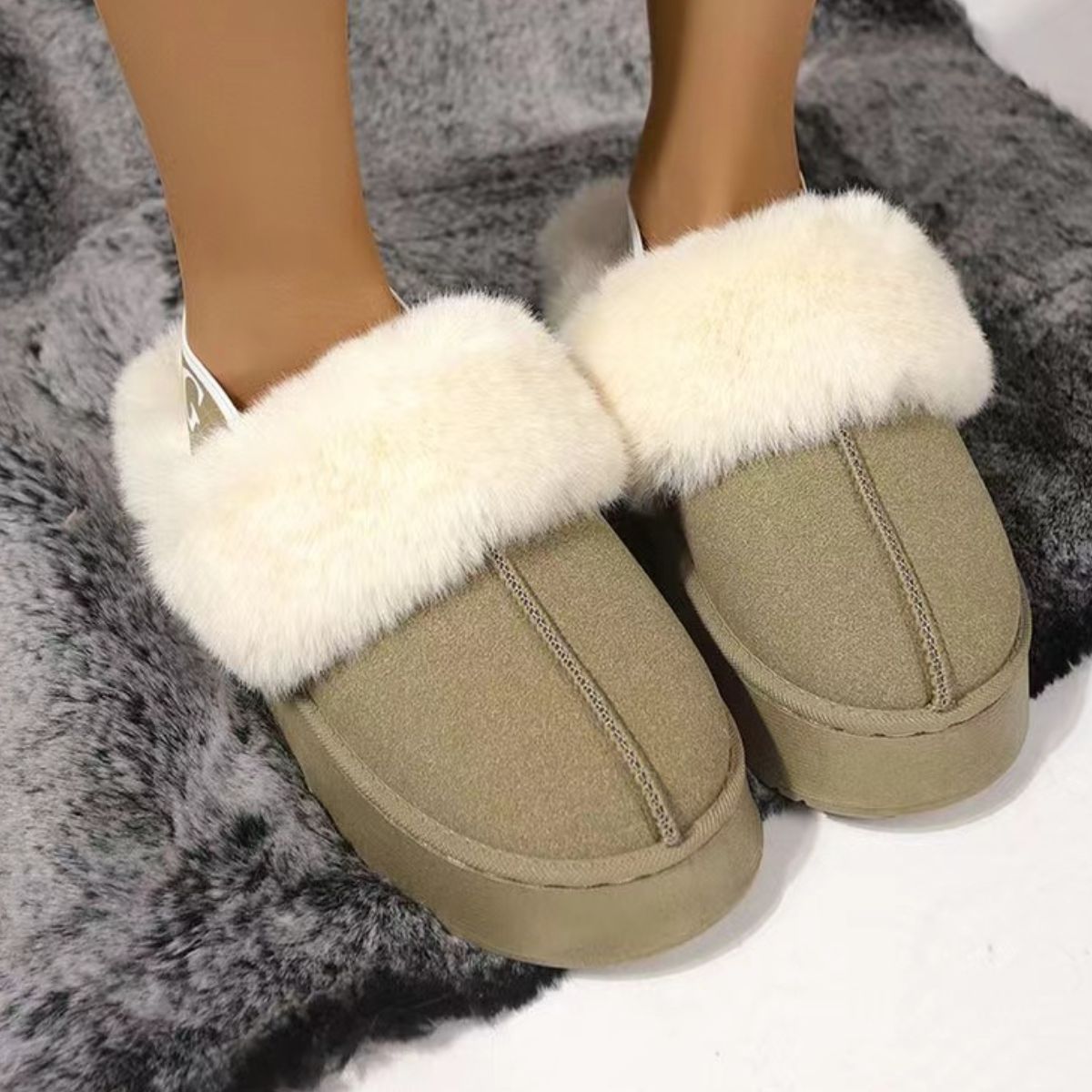 Fuzzy Lettered Slide Slippers with Plush Cushioning