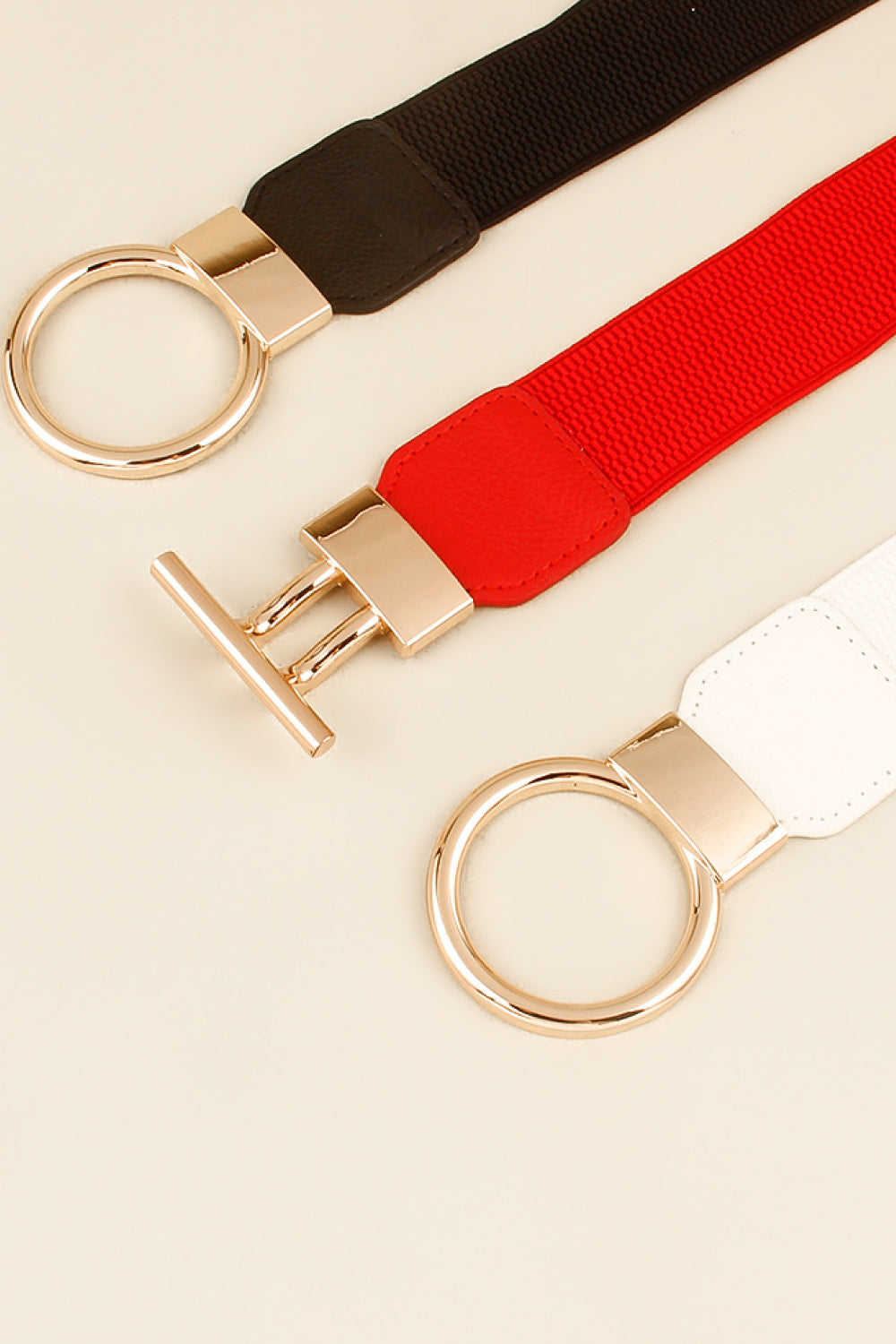 Round Zinc Alloy Buckle PU Leather Belt