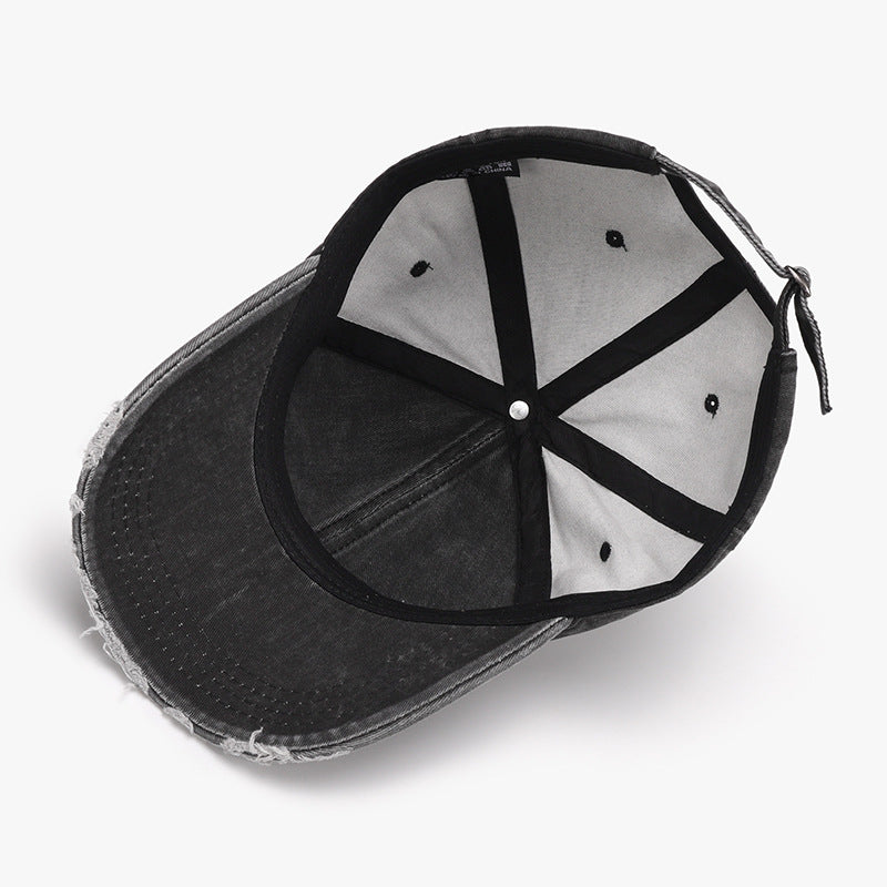 Distressed Adjustable Cotton Baseball Cap - ShopEasier