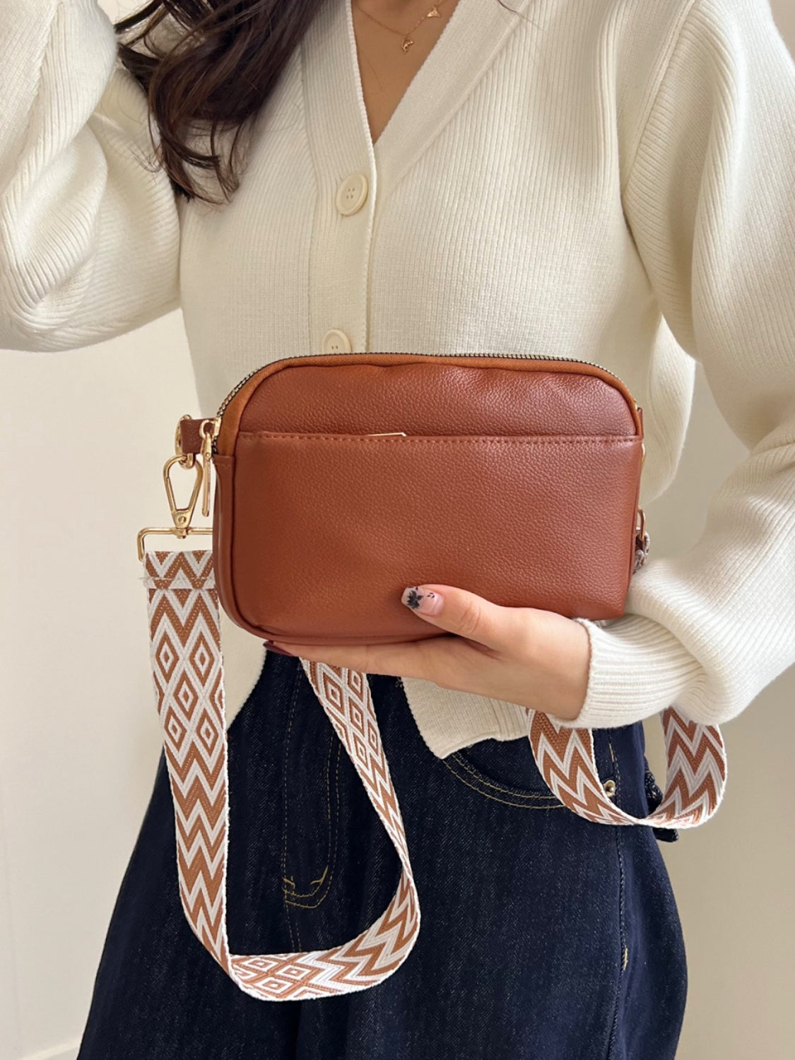 Small PU Leather Crossbody Bag with Single Strap