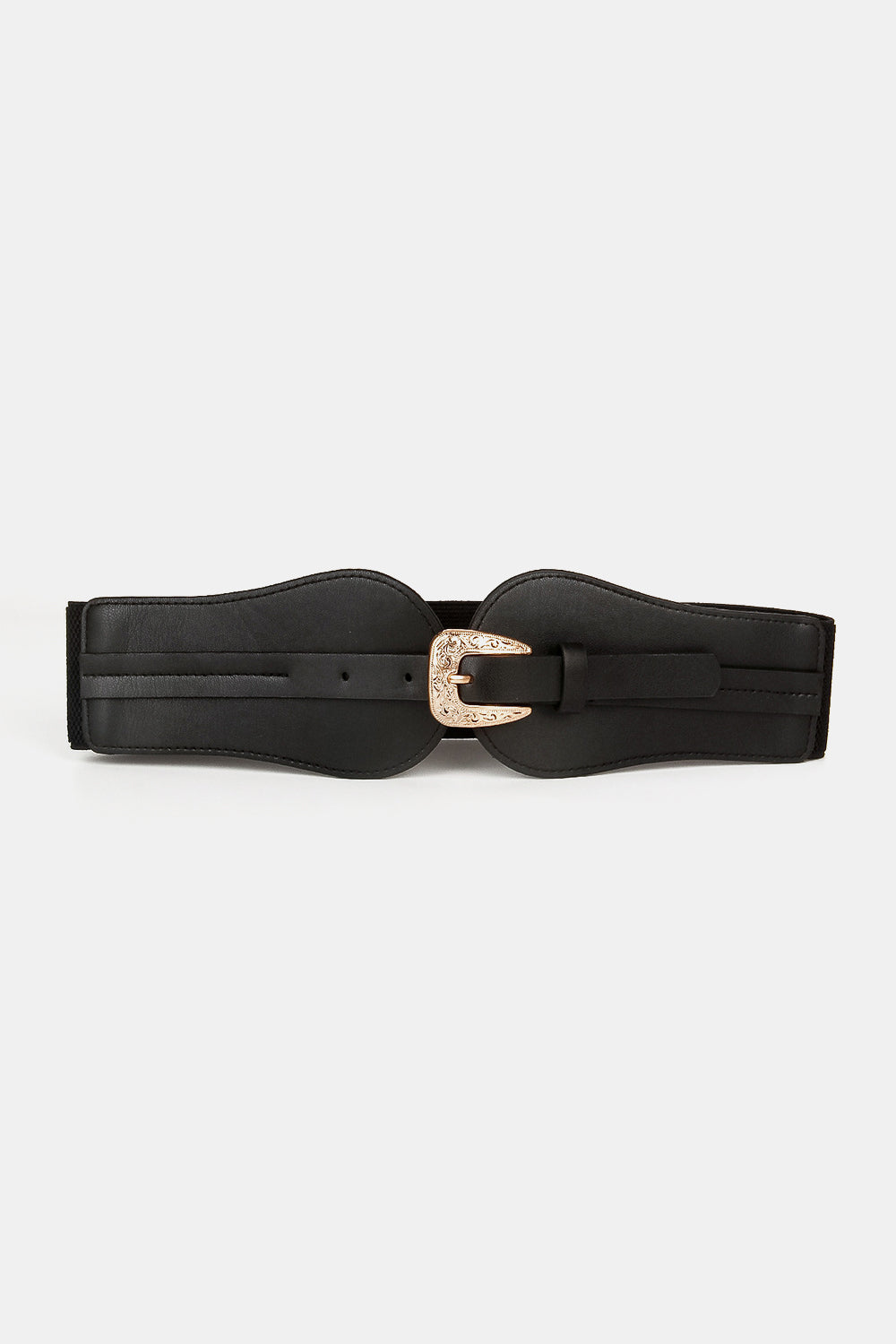 Versatile Wide Elastic Waist Belt with Metal Buckle