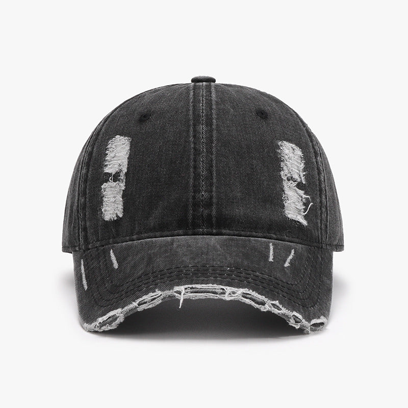 Distressed Adjustable Cotton Baseball Cap - ShopEasier