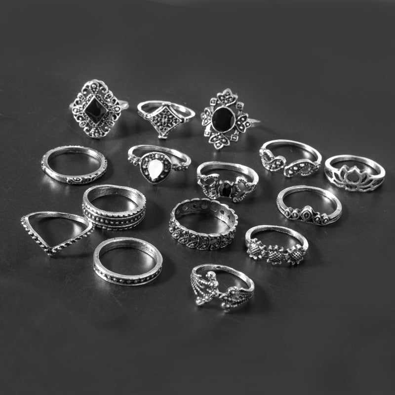 15 Piece Alloy Vintage Ring Set - ShopEasier