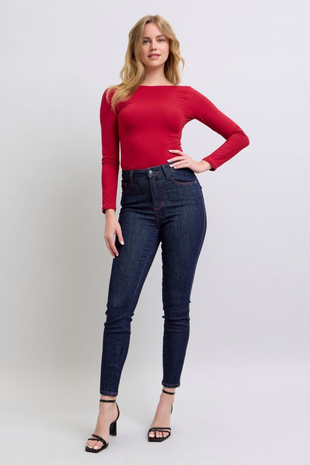 Judy Blue Full Size Heart Shaped Back Pockets Skinny Jeans - ShopEasier