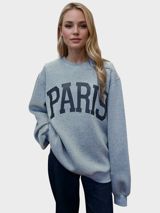 PARIS Basic Bae Long Sleeve Scuba Sweatshirt with Round Neck