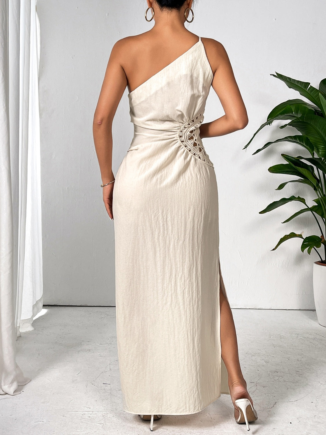 Honey Slit One Shoulder Sleeveless Maxi Dress - ShopEasier