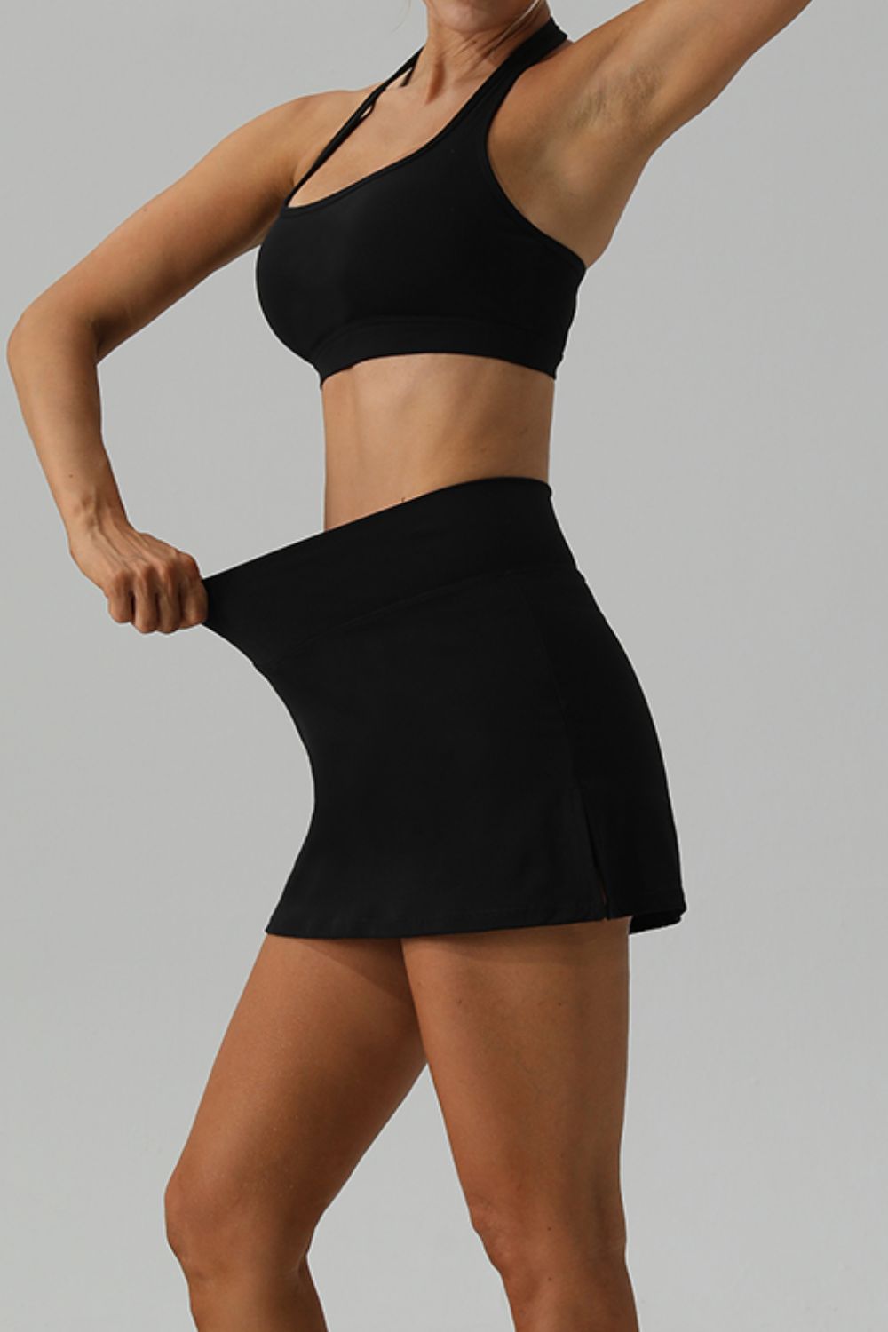 Halter Neck Tank and Slit Skirt Active Set - ShopEasier